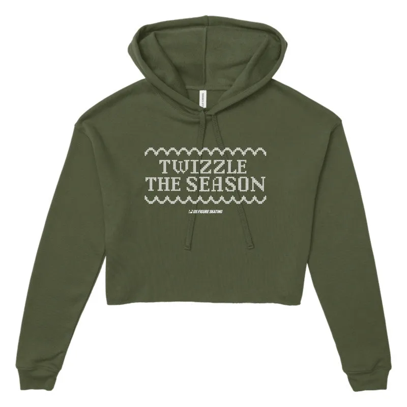 Twizzle the Season, Women's Cropped Fleece Hoodie