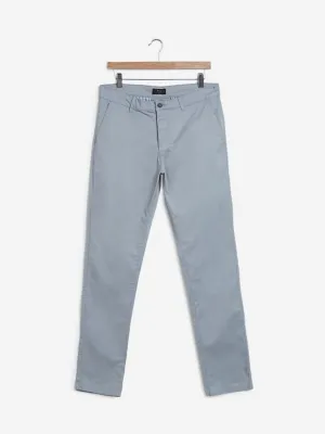 WES Casuals Light Grey Slim-Fit Chinos