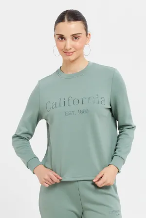 Women Mint Embroidered Sweatshirts