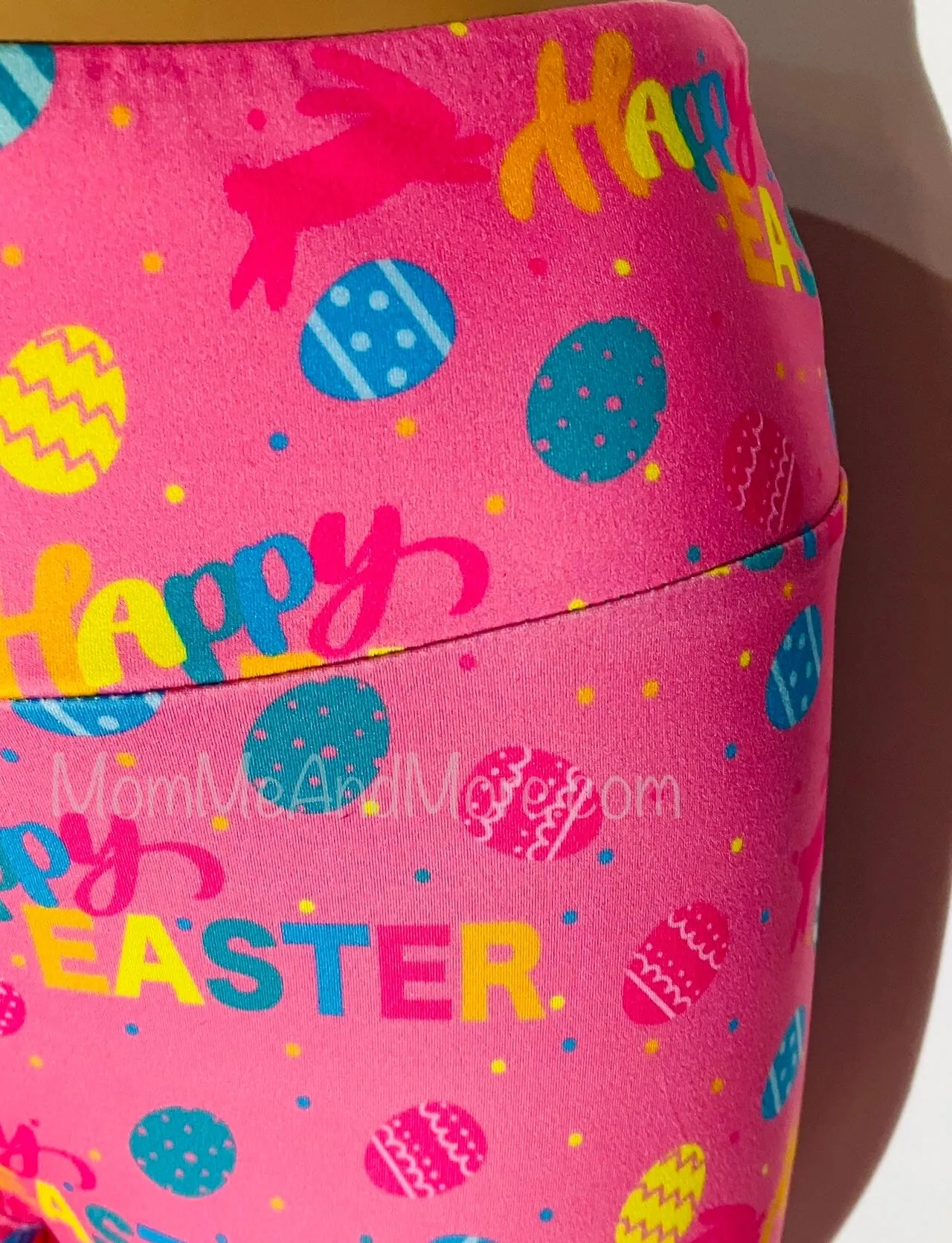 Womens Happy Easter Bunny Leggings, Soft Yoga Pants, Sizes OS/TC, Pink, Yoga Waist, Exclusive Leggings