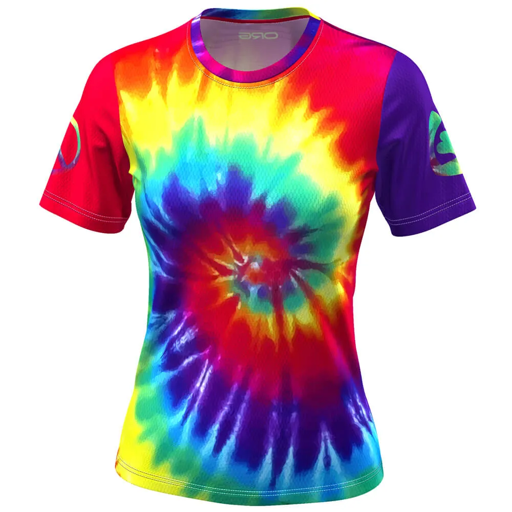 Women's Tie Dye Performance Short Sleeve Running Shirt